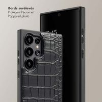Selencia Coque de télephone Nova Croco avec cordon et porte-cartes Samsung Galaxy S24 Ultra - Noir