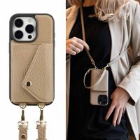 Selencia Coque de télephone Sera avec cordon et porte-cartes enveloppe Apple iPhone 16 Pro - Taupe