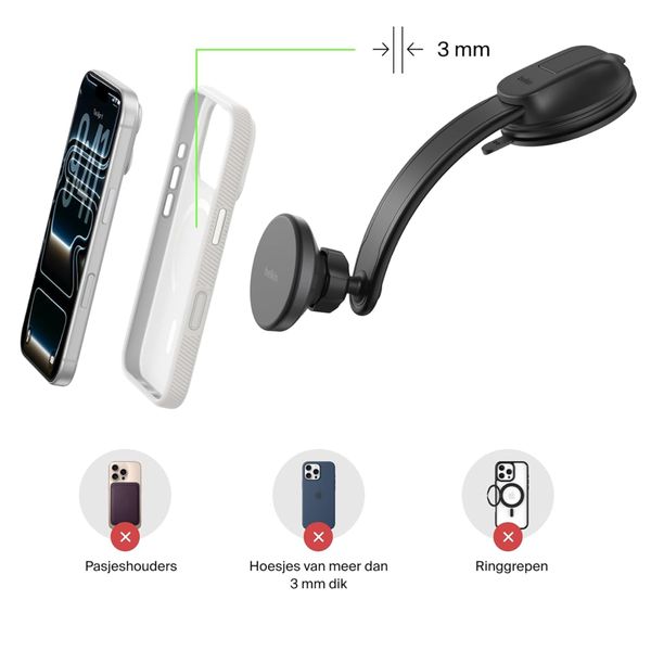 Belkin Support Téléphone Magnétique Qi2 - Chargeur Voiture avec Adaptateur 27W - Tableau de bord / Grille de ventilation