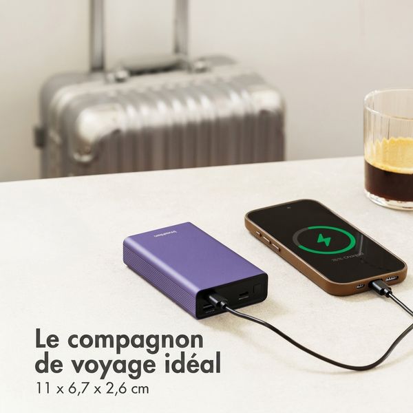 imoshion Ultra Series Aluminium Batterie externe 20.000 mAh - Charge rapide jusqu'à 33 watts - Tropical Violet