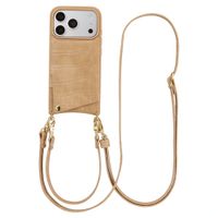 Selencia Coque de télephone Nova Croco avec cordon et porte-cartes Apple iPhone 18 Pro Max / 17 Pro Max - Toasted Almond