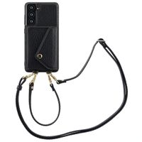 Selencia Coque de télephone Sera avec cordon et porte-cartes enveloppe Samsung Galaxy S21 FE - Noir