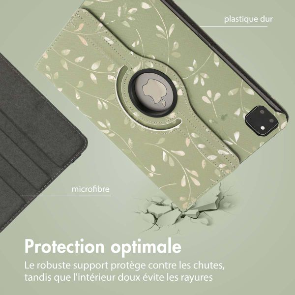 imoshion Coque tablette Design rotatif à 360° Apple iPad Pro 11 (2025) M5 / (2024) M4 - Green Flowers