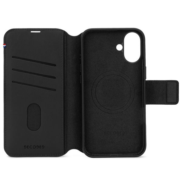 Decoded Portefeuille détachable 2 en 1 en cuir MagSafe Apple iPhone 16 - Noir