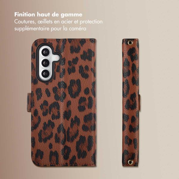 Selencia Étui de télephone portefeuille imprimé léopard Sabi Samsung Galaxy A55 - Mocha Brown