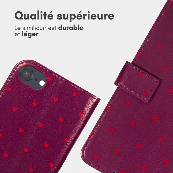 imoshion Étui de télephone portefeuille Design Apple iPhone SE (2022 / 2020) / 8 / 7 / 6(s) - Crush Check Coral Dust