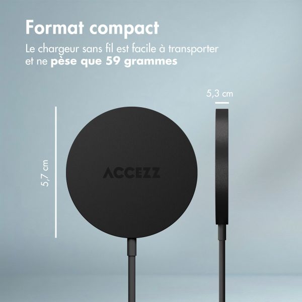 Accezz Chargeur sans fil USB-C - Chargeur sans fil MagSafe et Qi2 - 1 mètres - Noir