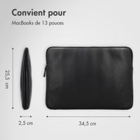 Accezz Pochette ordinateur Leather avec fermeture éclair 13-14 pouces - Noir