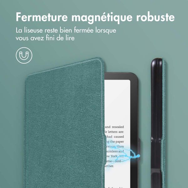 imoshion Étui de liseuse portefeuille Slim Hard Amazon Kindle Paperwhite (2024) / Paperwhite Signature Edition (2024) / Colorsoft (2024) / Colorsoft Signature Edition (2024) - Vert foncé