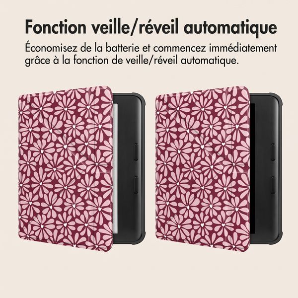 imoshion Étui de liseuse portefeuille design Pliable Kobo Libra Colour - Bloom Love Blush