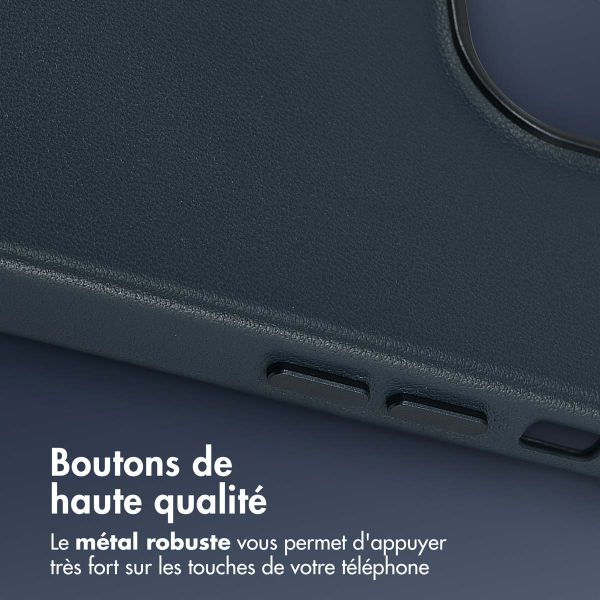 Accezz Coque arrière en cuir avec MagSafe Apple iPhone 13 Pro - Nightfall Blue