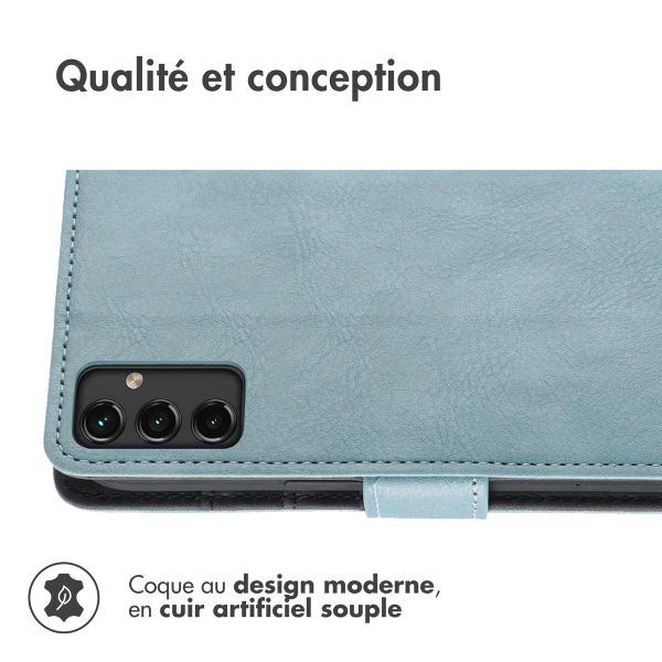 imoshion Étui de télephone portefeuille de luxe Samsung Galaxy A14 (5G/4G) - Bleu clair