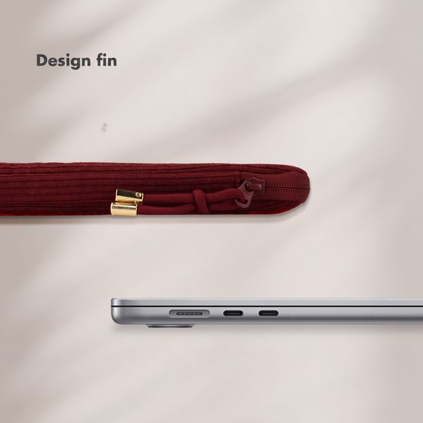 Selencia Pochette ordinateur Corduroy 15-16 pouces - Deep Burgundy