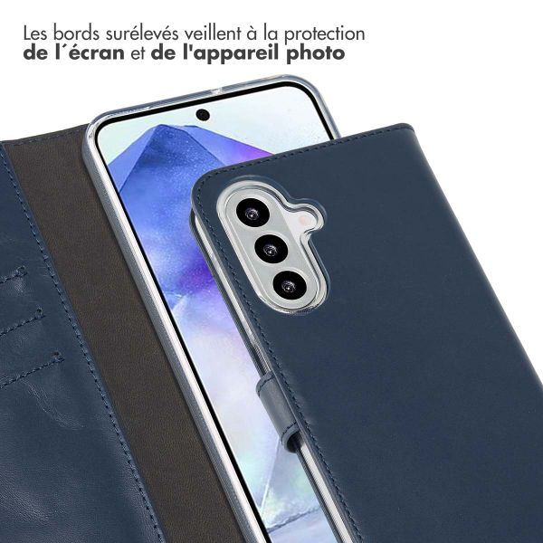 Selencia Étui portefeuille en cuir véritable Samsung Galaxy A26 - Bleu