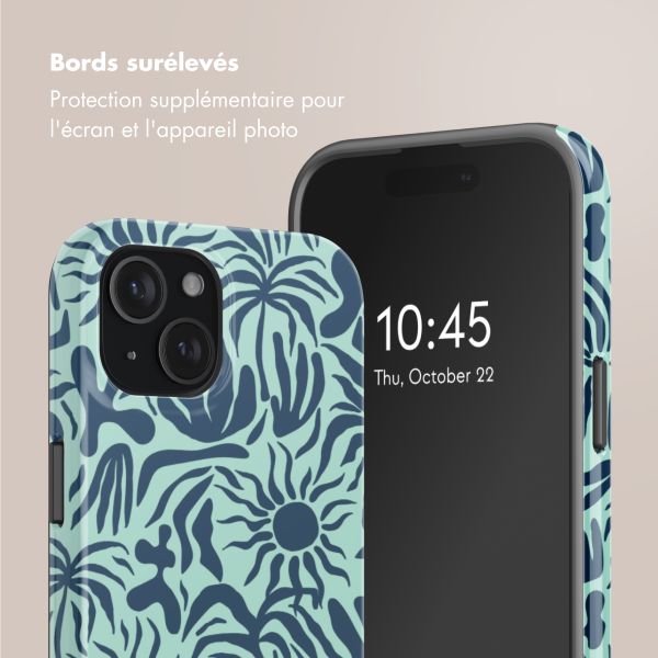Selencia Coque arrière Vivid avec MagSafe Apple iPhone 15 - Tropical Vibes Light Blue