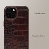 Selencia Coque arrière Croco avec MagSafe Apple iPhone 15 - Choco Brown