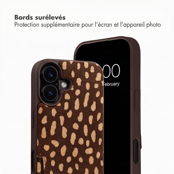 Selencia Nova coque arrière en cuir véritable avec porte-cartes Apple iPhone 16 - Fawn Chic