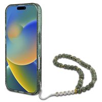 Guess MagSafe IML Glitter Case avec beads strap Apple iPhone 16 Pro Max - Green