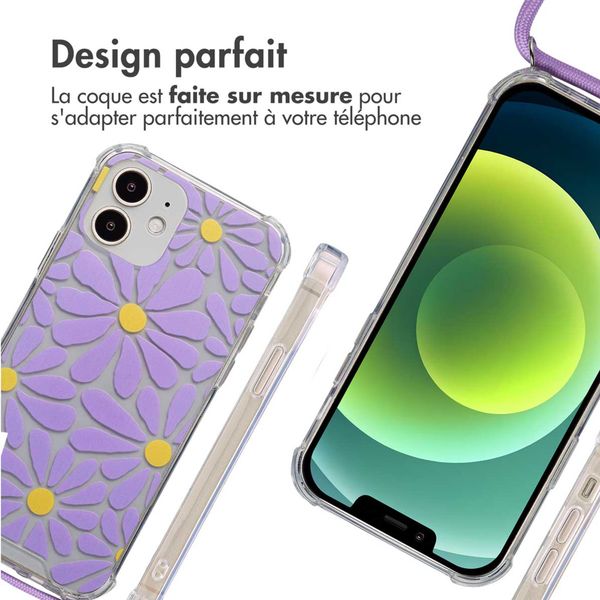 imoshion Coque Design avec cordon Apple iPhone 12 (Pro) - Tropical Violet Flowers Connect