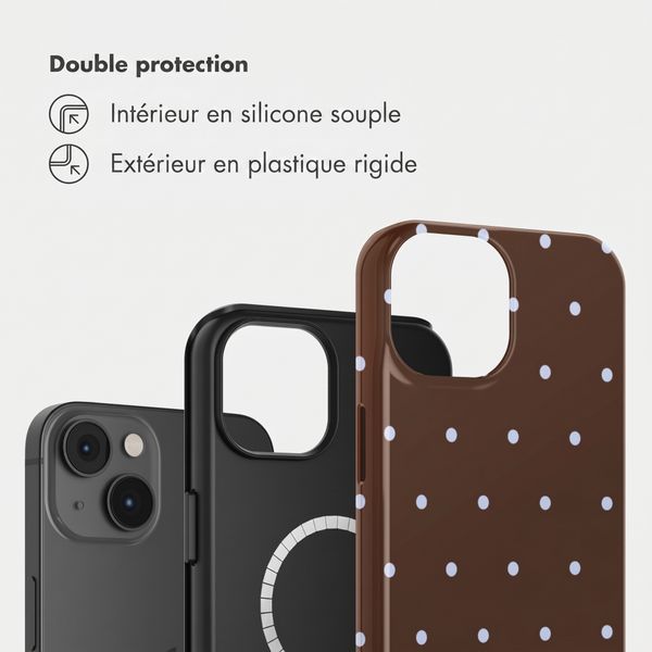 Selencia Coque arrière Vivid avec MagSafe Apple iPhone 14 - Happy Dots Chocolate