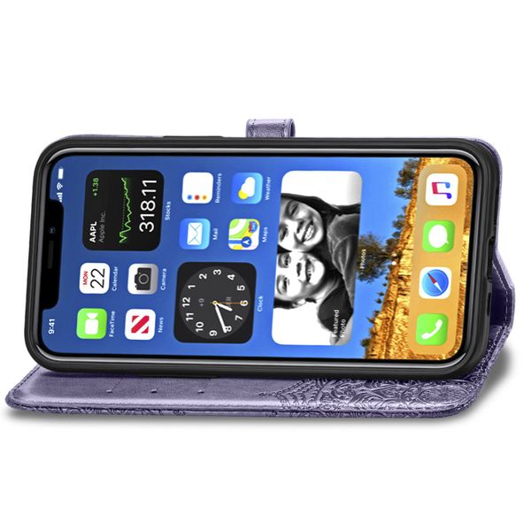 Etui de télephone portefeuille Mandala Apple iPhone 12 (Pro) - Violet