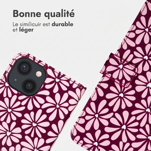 imoshion Étui de télephone portefeuille Design Apple iPhone 15 - Bloom Love Blush