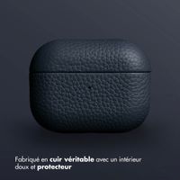 Accezz Coque en cuir véritable  Apple Airpods Pro - Bleu foncé