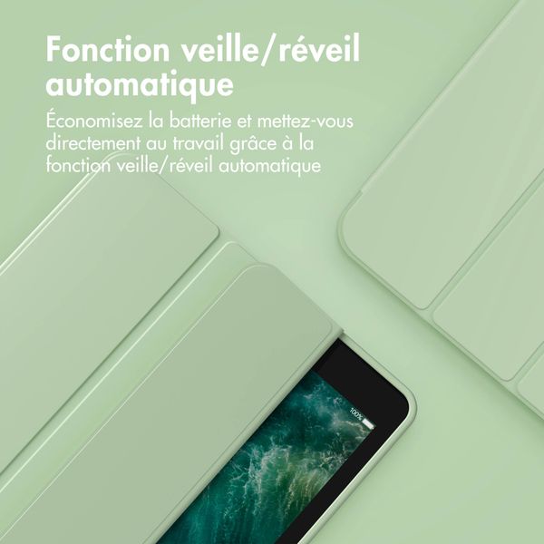 Accezz Coque tablette portefeuille Smart Silicone Samsung Galaxy Tab A9 Plus - Vert clair