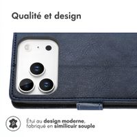 imoshion Étui de télephone portefeuille de luxe Apple iPhone 18 Pro Max / 17 Pro Max - Bleu foncé