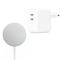Apple Adaptateur d'alimentation double USB-C d'origine 35 W + chargeur MagSafe d'origine 25 W - 2 mètres - Blanc