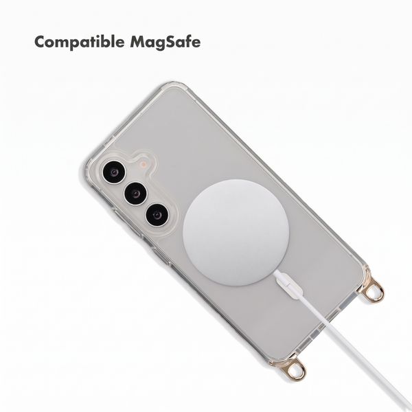 Selencia Coque arrière Rivièra MagSafe avec crochets amovibles Samsung Galaxy S25 / S24 - Transparent
