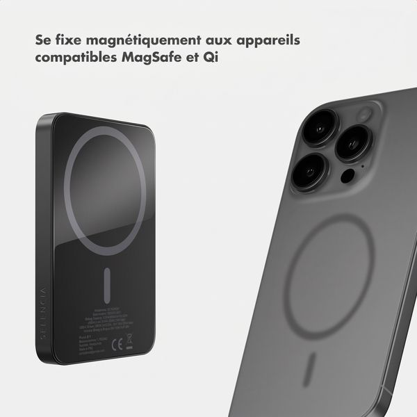Selencia Powerbank Vivid 5 000 mAh - MagSafe et Qi - Black / Wavy Baby Choco