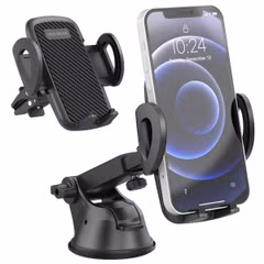 imoshion Support de téléphone 3-in-1 pour voiture - Rotatif à 360° - Universel - Tableau de bord / Pare-brise / Grille de ventilation - Noir