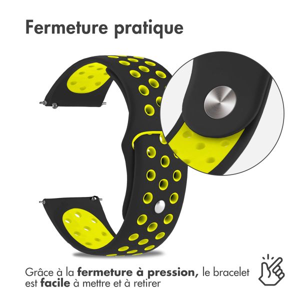 imoshion Bracelet sport en silicone  - Connexion universelle 22 mm - Black & Neon Yellow