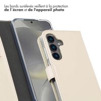Selencia Étui portefeuille en cuir véritable Samsung Galaxy S25 - Greige
