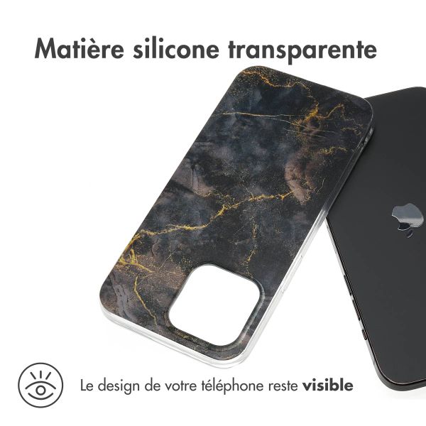 imoshion Coque Design Apple iPhone 15 Pro Max - Black Marble Transparent