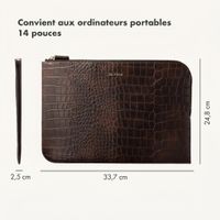 Selencia Pochette ordinateur Croco 14 pouces - Choco Brown