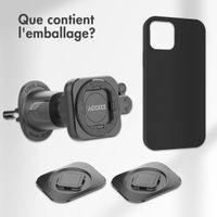 Accezz EasyLock Support de téléphone de voiture - Avec coque Apple iPhone 13 - Grille de ventilation - Rotation à 360 degrés - Noir