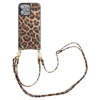 Selencia Coque de télephone Nova avec cordon et porte-cartes Apple iPhone 16 Pro Max - Leopard