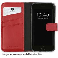 Selencia Étui portefeuille en cuir véritable Apple iPhone SE (2022 / 2020) / 8 / 7 / 6(s) - Rouge