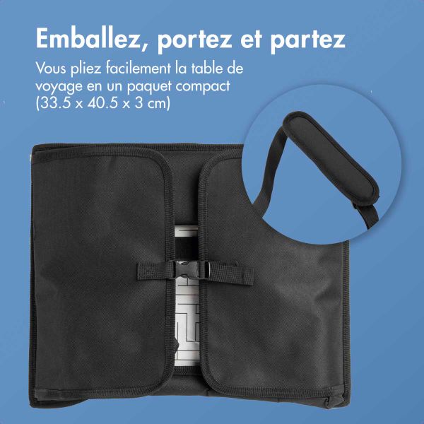 imoshion Table de voyage - Support de tablette voiture - 7 compartiments de rangement - Inclus 2 coloriages - Noir