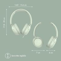 imoshion Casque filaires pour enfants - Câble AUX - Limiteur de décibels - Mint Green