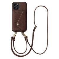 Selencia Coque de télephone Sera avec cordon et porte-cartes enveloppe Apple iPhone 12 Pro - Chocolate Brown
