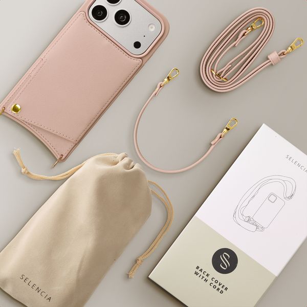 Selencia Coque de télephone Nova avec cordon et porte-cartes Apple iPhone 17 Pro - Dusty Rose