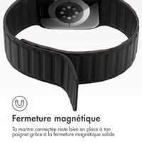 Accezz Bracelet en cuir véritable magnétique Apple Watch | 38/40/41/42 mm - Noir