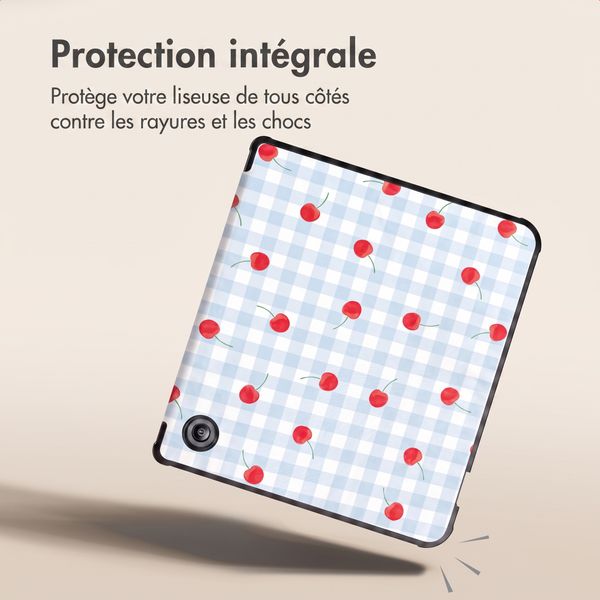 imoshion Étui de liseuse portefeuille design Pliable Kobo Libra Colour - Cherry Check