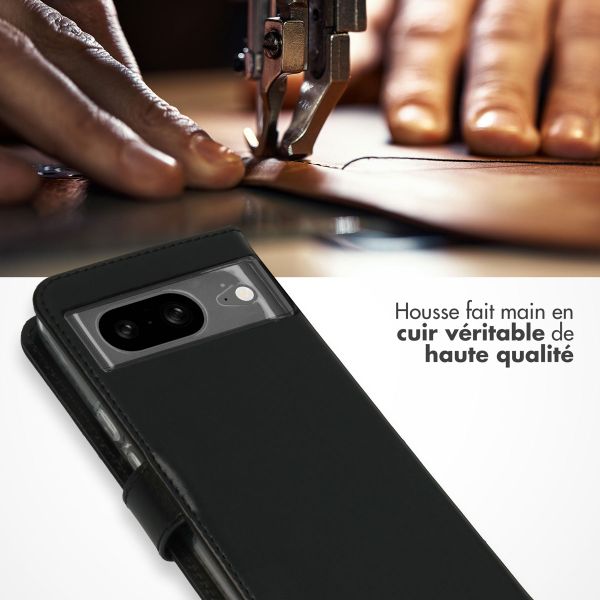 Selencia Étui portefeuille en cuir véritable Google Pixel 8 - Noir