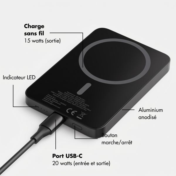 Selencia Powerbank Vivid 5 000 mAh - MagSafe et Qi - Black / Check This Burgundy