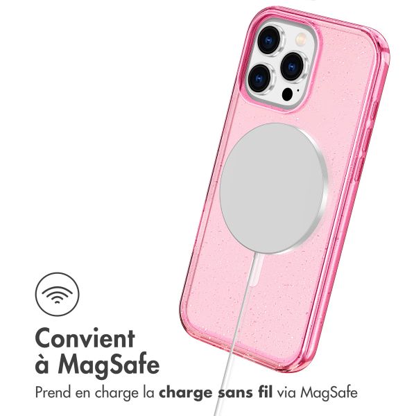 imoshion Coque Pailletée avec MagSafe Apple iPhone 16 Pro - Paillettes Rose