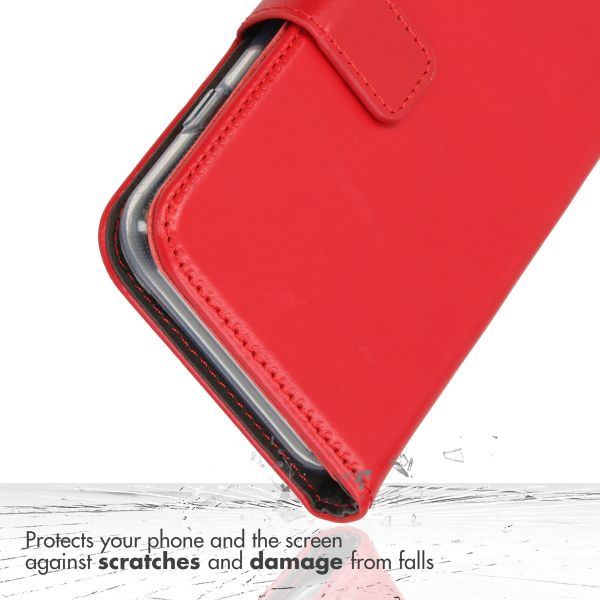 Selencia Étui portefeuille en cuir véritable Apple iPhone 13 Mini - Rouge